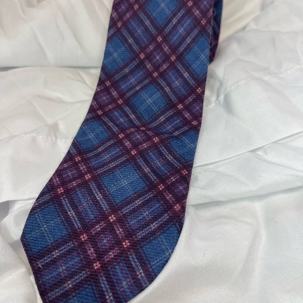 Robert Talbott Blue and Purple Plaid Tie Wool